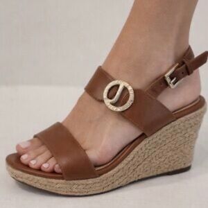 Jones New York Brown Espadrille Platform Wedge Sandals • Size 7 • Summer 👟 👠